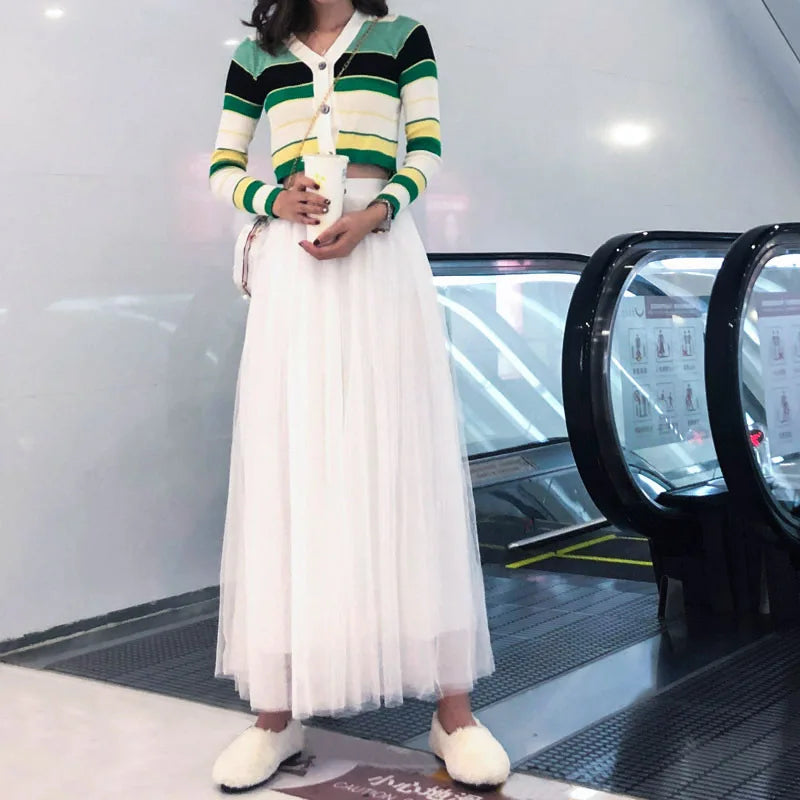 Elegante Baljurk Rok van Tulle met Lange Sleeves
