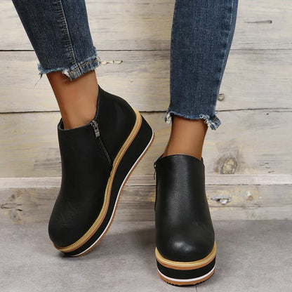 Dames Enkelboots Plateauzool Rits Sluiting
