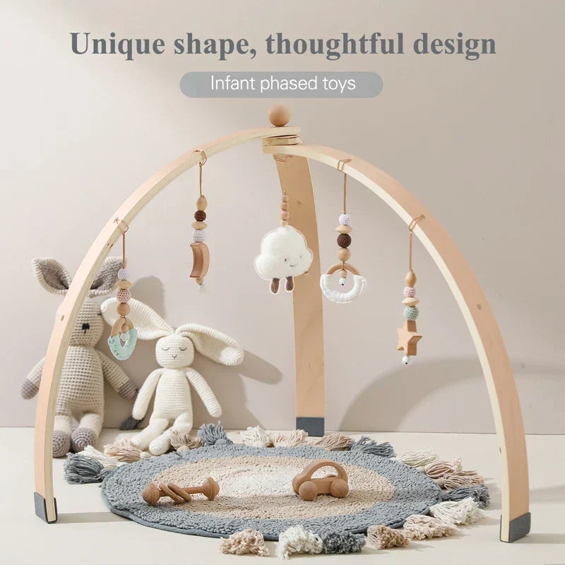 Houten Speelboog met Hangend Speelgoed voor Baby's - Stimuleert Motoriek en Zintuigen - Natuurlijk Hout - Nordic Design