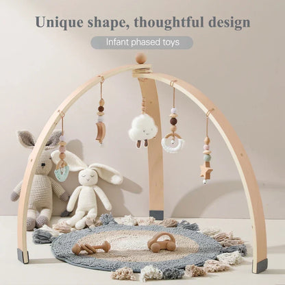 Houten Speelboog met Hangend Speelgoed voor Baby's - Stimuleert Motoriek en Zintuigen - Natuurlijk Hout - Nordic Design