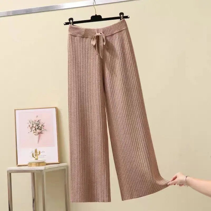 Dames Oversized Broek Zwart Gebreide Jogbroek