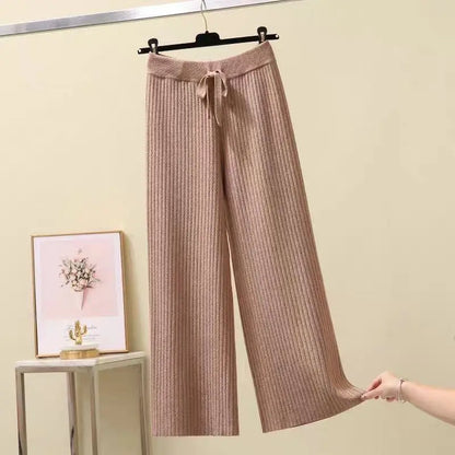 Dames Oversized Broek Zwart Gebreide Jogbroek
