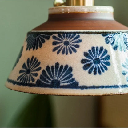 Hanglamp Keukeneiland Keramiek Koperen Fitting Handgeschilderd Bloemmotief E27 4 Dessins