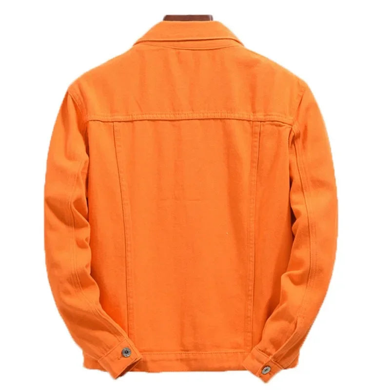 Denim Jas Heren Oranje Losse Fit