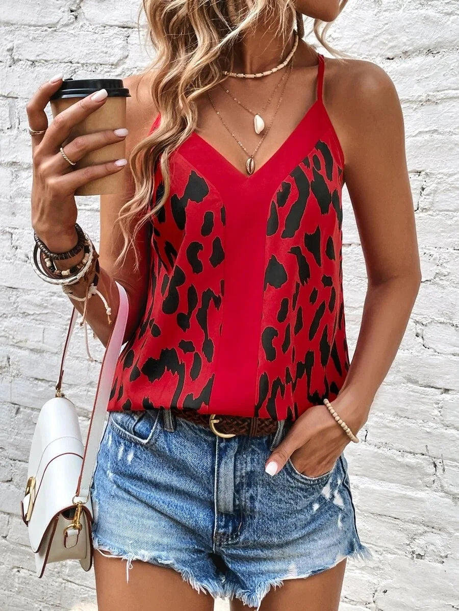 V-hals Top Dames Luipaardprint Jurk