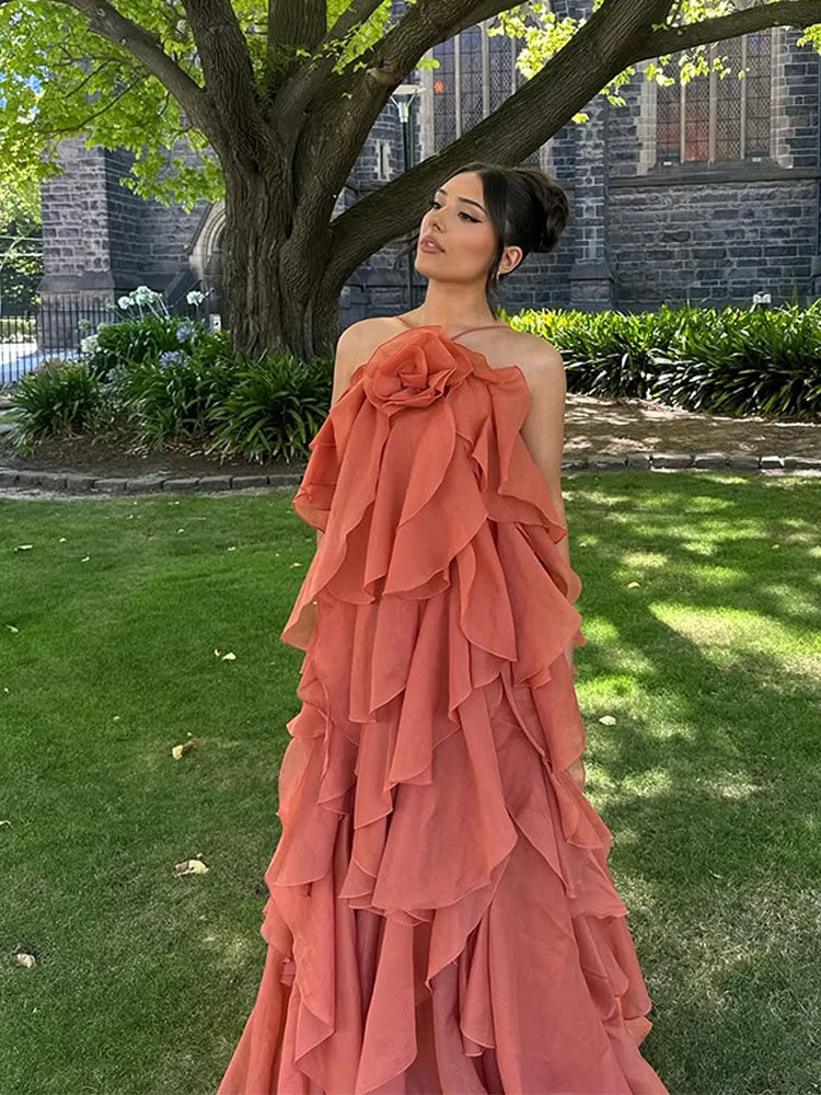 Cataleya Maxi Jurk met Ruches en Lagen Zomerjurk Vrouw