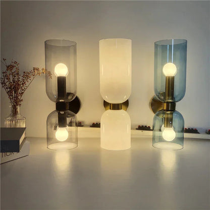 Wandlamp Glas Goud Dubbele Kap 35cm E14 Hal Woonkamer Slaapkamer Modern Stijlvol