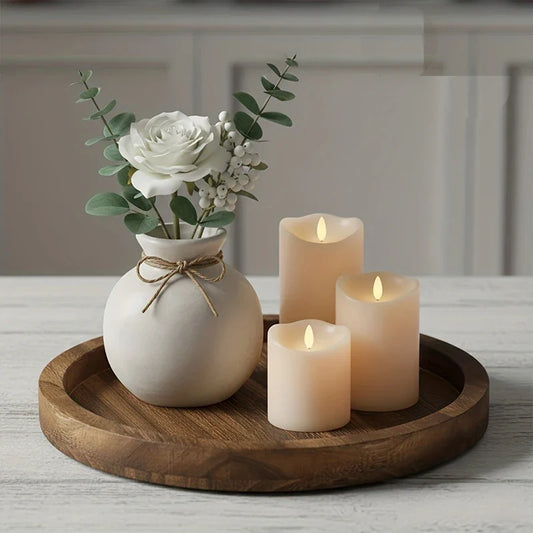 Salontafel Decoratie Ronde Houten Dienblad Farmhouse Stijl Centerpiece