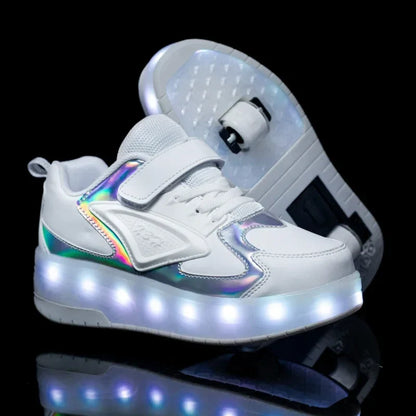 LED Wieltjeschoenen Kinderen Synthetisch Roze met Verlichting Rolschoenen Sneakers met Wielen voor Buitenspelen