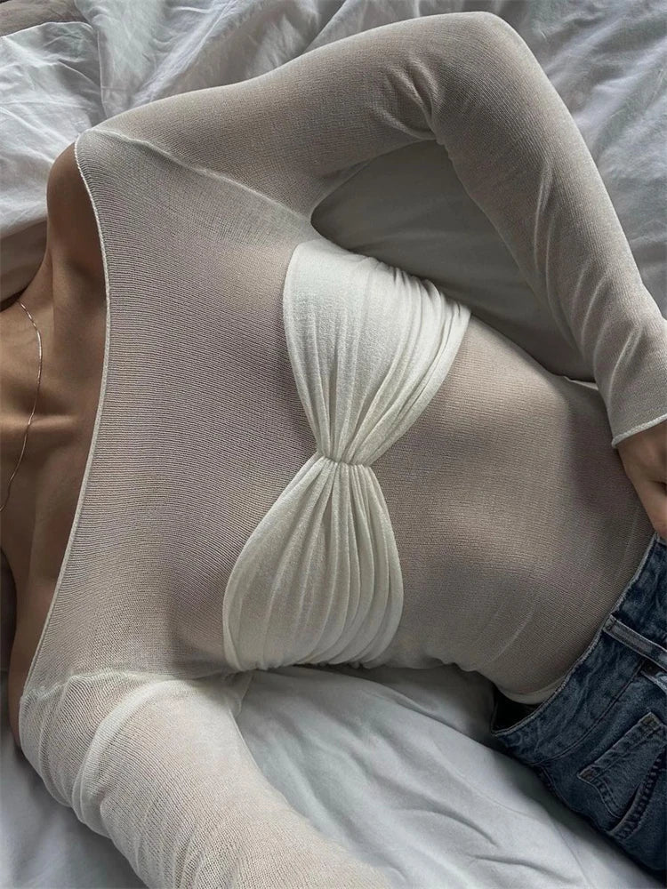 Dames Crop Top Off-Shoulder Lange Mouwen Elegante Stijl