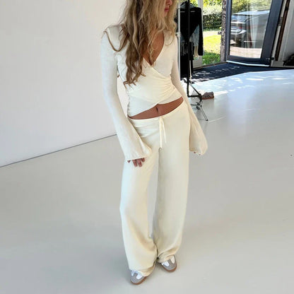 Vera | Set Lounge Vintage - T-Shirt a V e Pantaloni Elastici-3