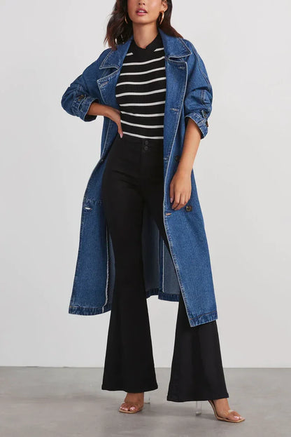 Blauwe Dames Jas Denim Klassiek Model