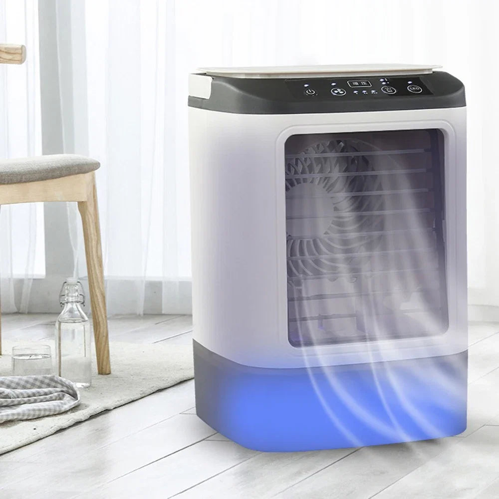 Mobiele Aircooler met Waterreservoir 900ml – Mini Luchtkoeler met Verneveling & LED – 3 Standen – Draagbare Airco voor Slaapkamer & Bureau