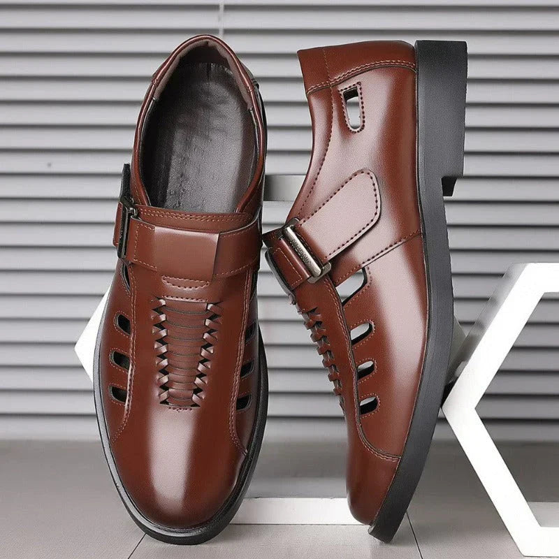 Zwarte Leren Schoenen Mannen Elegant Zakelijk - StudioMarella