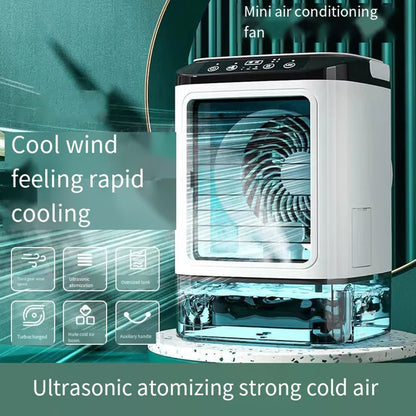 Mobiele Aircooler met Waterreservoir 900ml – Mini Luchtkoeler met Verneveling & LED – 3 Standen – Draagbare Airco voor Slaapkamer & Bureau