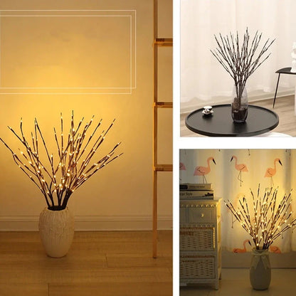 Decoratieve LED Takken Wilgenrozen met Lichtjes Batterij Sfeerlicht voor Vazen Warm Wit 70cm