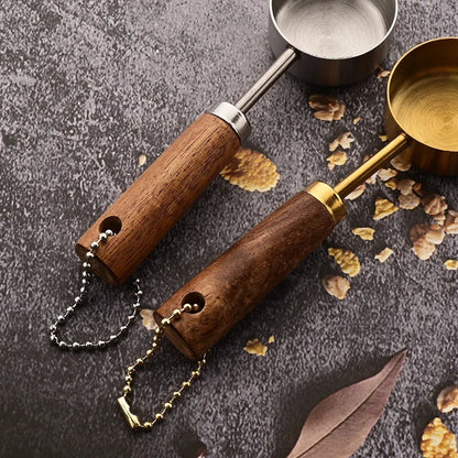 Rustiek Edelstalen Maatlepelset 8-Delig met Houten Handgrepen voor Keuken en Bakken