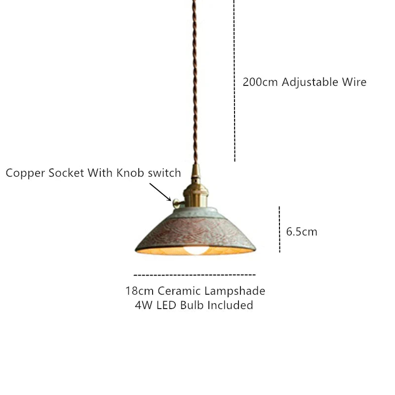 Handgeschilderde Keramische Hanglamp Scandinavisch Design Met Koperen Fitting Bloemenpatroon Voor Eettafel Keuken En Slaapkamer