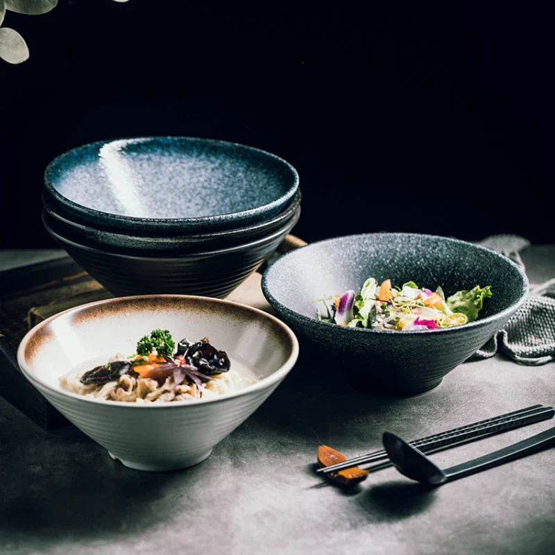 Ramenkom keramiek 18 cm Japans design soepkom noedelkom rijstkom servies keuken handgemaakt