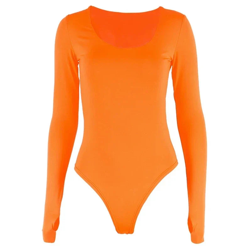 Vrouwelijk Neon Bodysuit Oranje Maatwerk