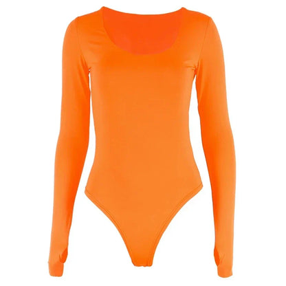 Neon Oranje Bodysuit Dames Korte Broek