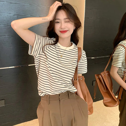 Retro T-Shirt Zomerse Stijl Korte Mouw