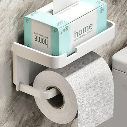 Toiletrolhouder Aluminium Zwart 18.3cm Met Plank Wandmontage Badkamer Telefoonhouder Opbergrek Modern Minimalistisch