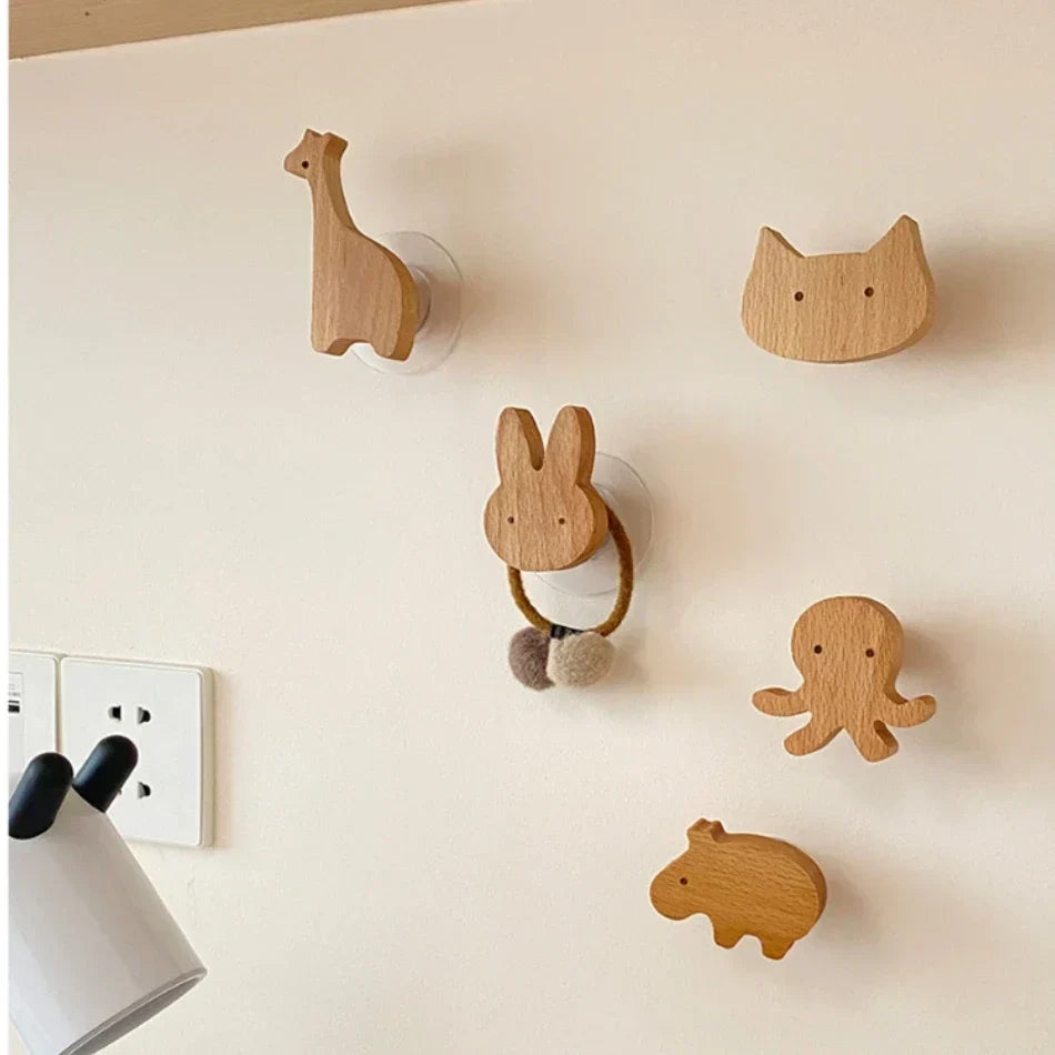 Wandhaken Hout Dieren Zelfklevend Kinderkamer Kapstokhaak Scandinavisch Design Kapstokhaakjes Muur Decoratie