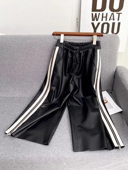 Leren Joggingbroek Echt Leer Zwart Luxe Stijl