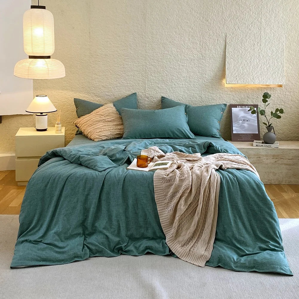 Sansoti | Turquoise Dekbedovertrek van Percale Katoen | Fris, Ademend & Luxe