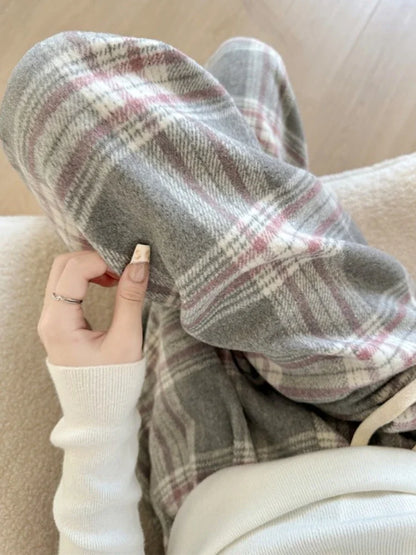 Dames Oversized Geruite Broek Zwart Grootmaat