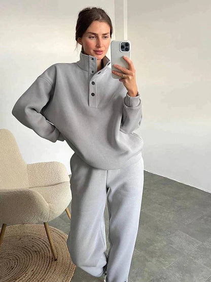 Vrouwelijke Fleece Sweatshirt Set Zacht en Warm