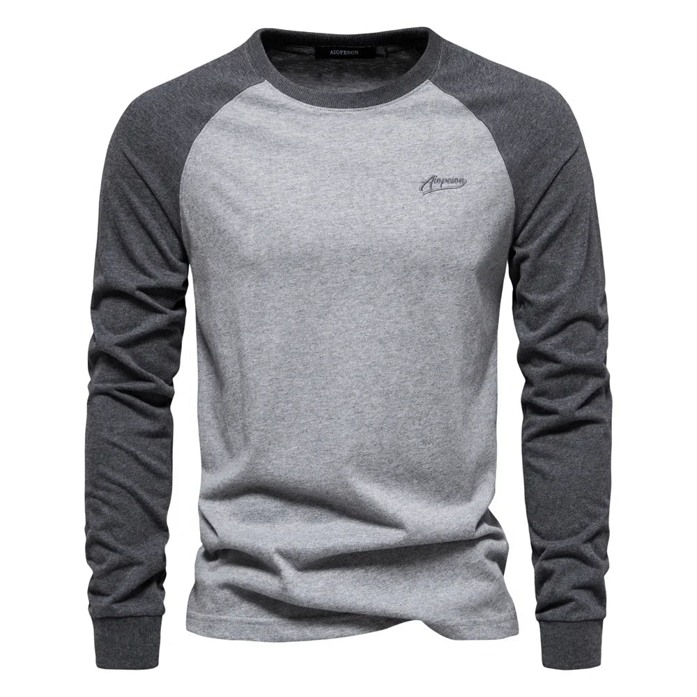 Heren Longsleeve Shirt Sportief Ronde Hals Casual
