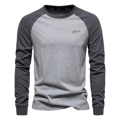 Heren Longsleeve Shirt Sportief Ronde Hals Casual
