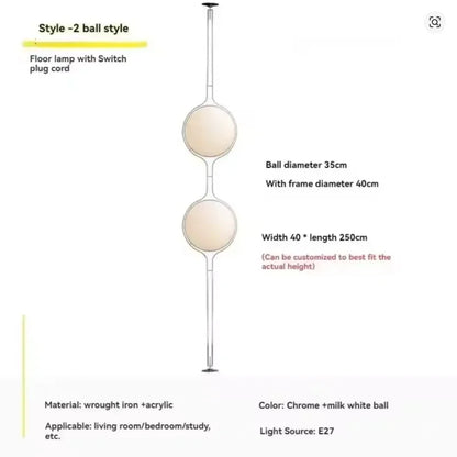 Vloerlamp Bol Wit Acryl Chroom Metaal Art Deco Design E27 LED