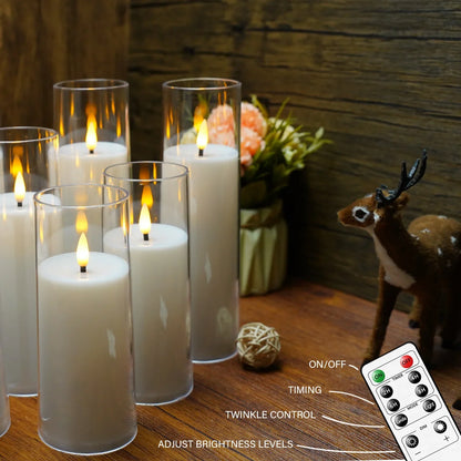 Vlamloze LED Kaarsenset 9 Stuks Acryl Flikkerlicht Sfeerverlichting Decoratie Timer Afstandsbediening