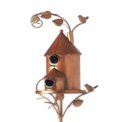 Metalen Vogelhuisje op Tuinsteker met Artistiek Design voor Tuin Terras Balkon