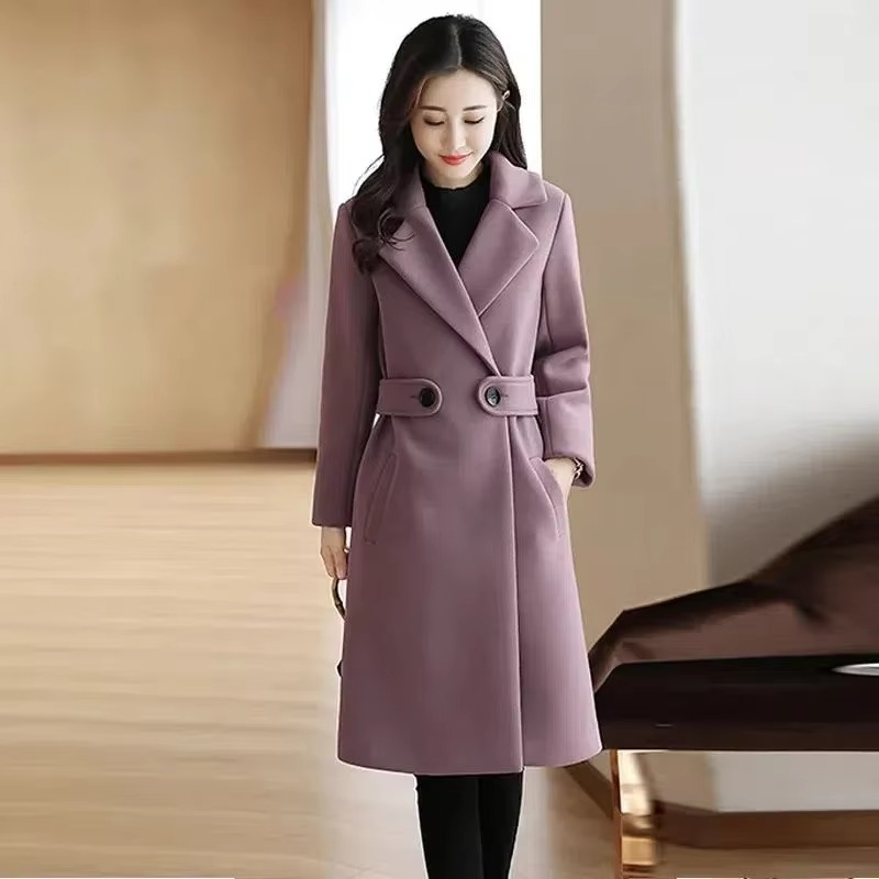 Dames Winterjas Elegance Ceintuur Knopen Warm