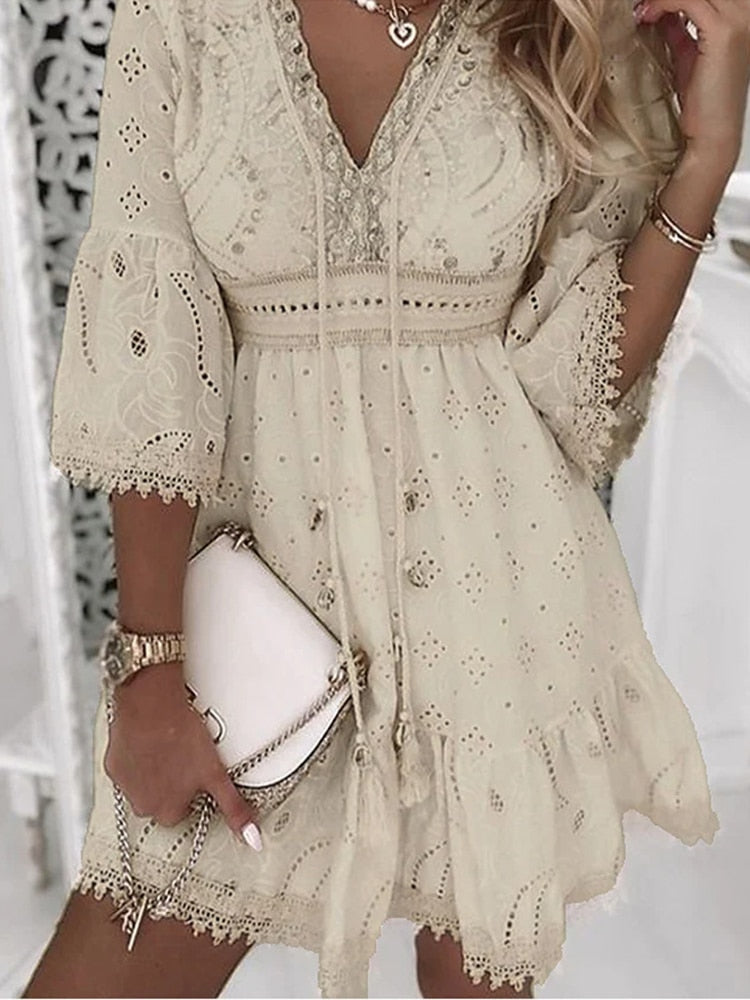 Zomerjurk Vrouw Bloemenprint Ibiza Stijl