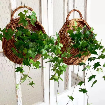 Hangmand Riet Naturel Wanddecoratie Tuin Balkon Woonkamer Handgemaakt Bloempot Mand Rotan Plantenmand Binnen Buiten