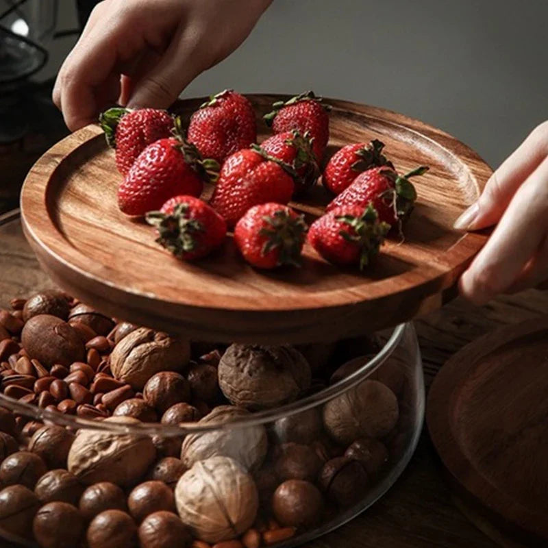 Glazen Voorraadpot met Houten Deksel voor Keuken & Voorraad