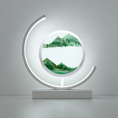LED tafellamp acryl draaibaar zandlandschap zwart woonkamer slaapkamer sfeerlamp nachtlamp decoratieve lamp