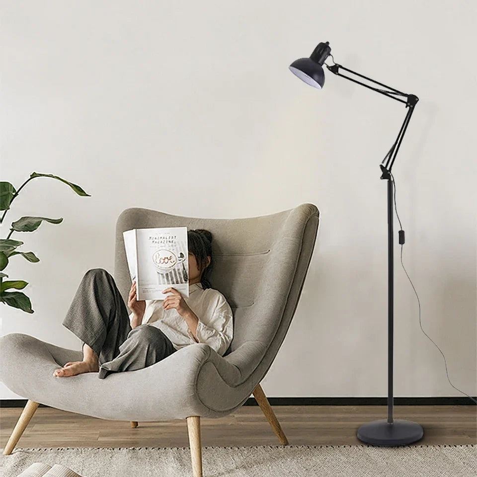 Vloerlamp Verstelbaar Met RGB Lamp Dimbaar Leeslamp Zwart Met Zwenkarm E27