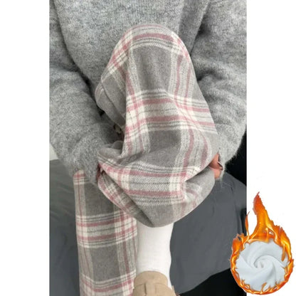 Dames Oversized Geruite Broek Zwart Grootmaat