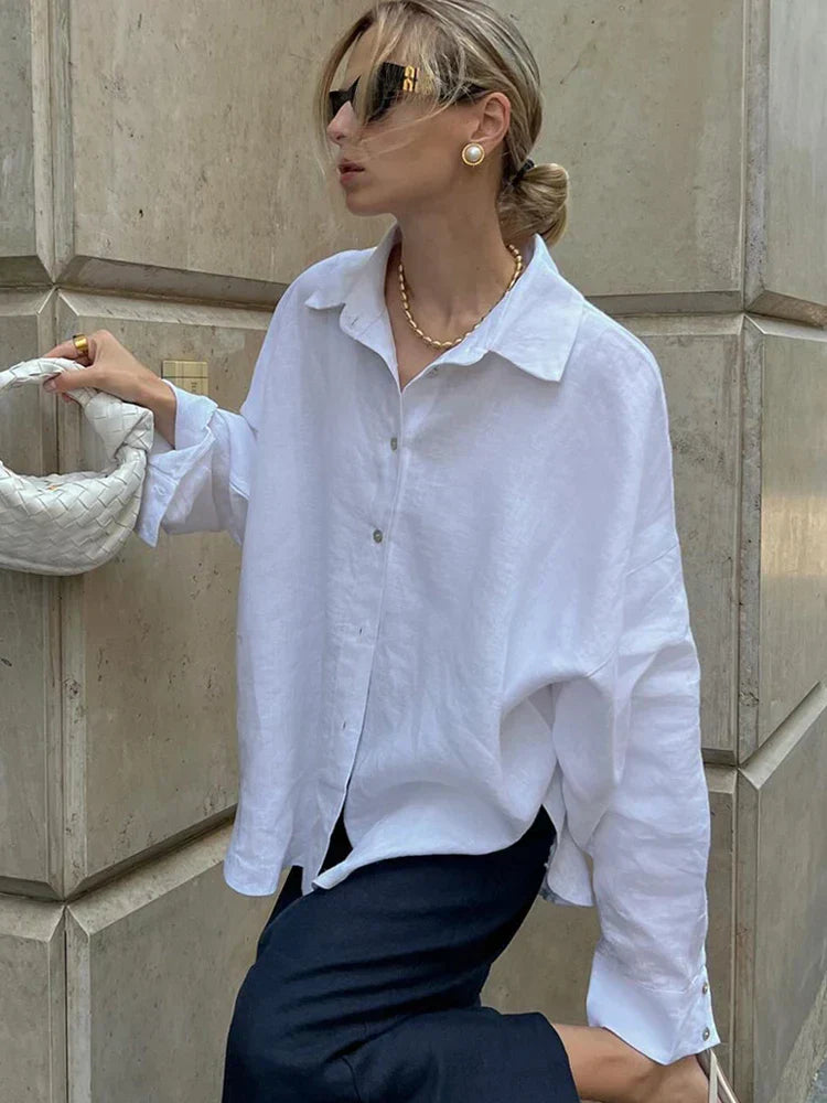 Vrouwelijke Oversized Bloes Elegante Stijl