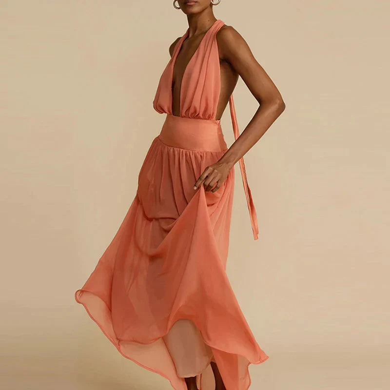 Maxi Zomerjurk V Hals Diepe Neckline Jurk voor Vrouw