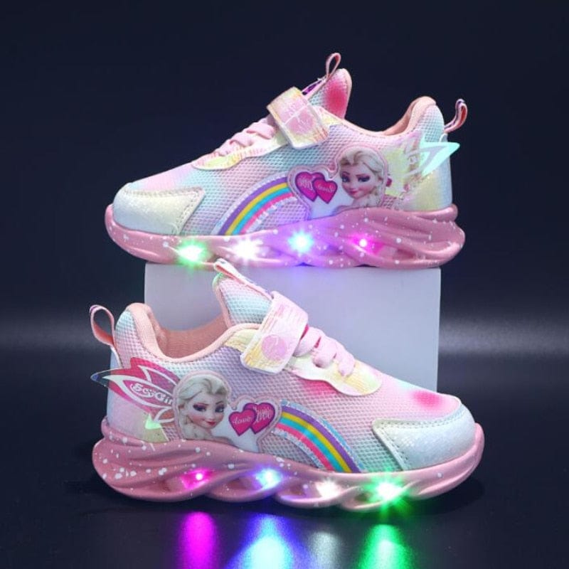 Verlichte Kindersneakers met LED-verlichting en Glitterafwerking in Roze en Paars