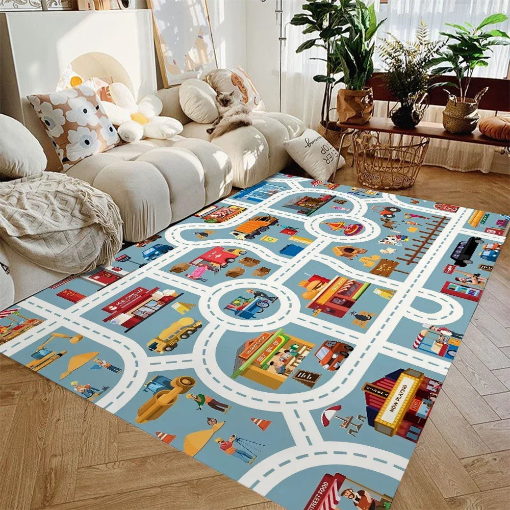 Vloerkleed Kinderkamer Auto Speelkleed Stadsverkeer Antislip Wasbaar