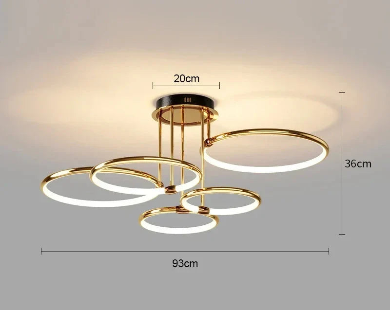 Sansoti | LED Ring Plafondlamp – Moderne Design Plafonnière (3–6 Ringen) – Dimbaar & Warm/Neutraal/Koud Licht