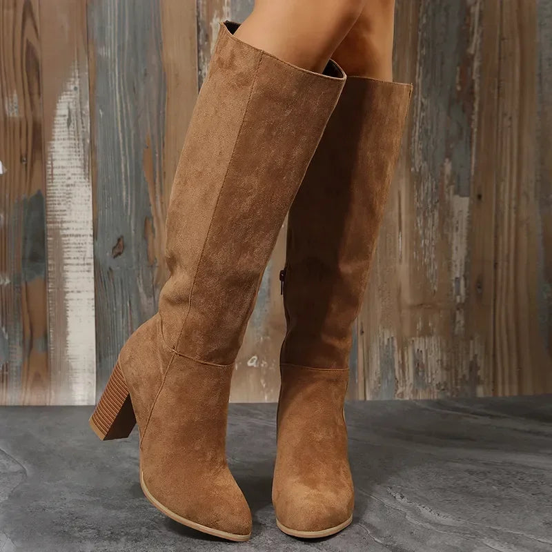 Dames Laarzen Hak Leer Zwart Stiletto